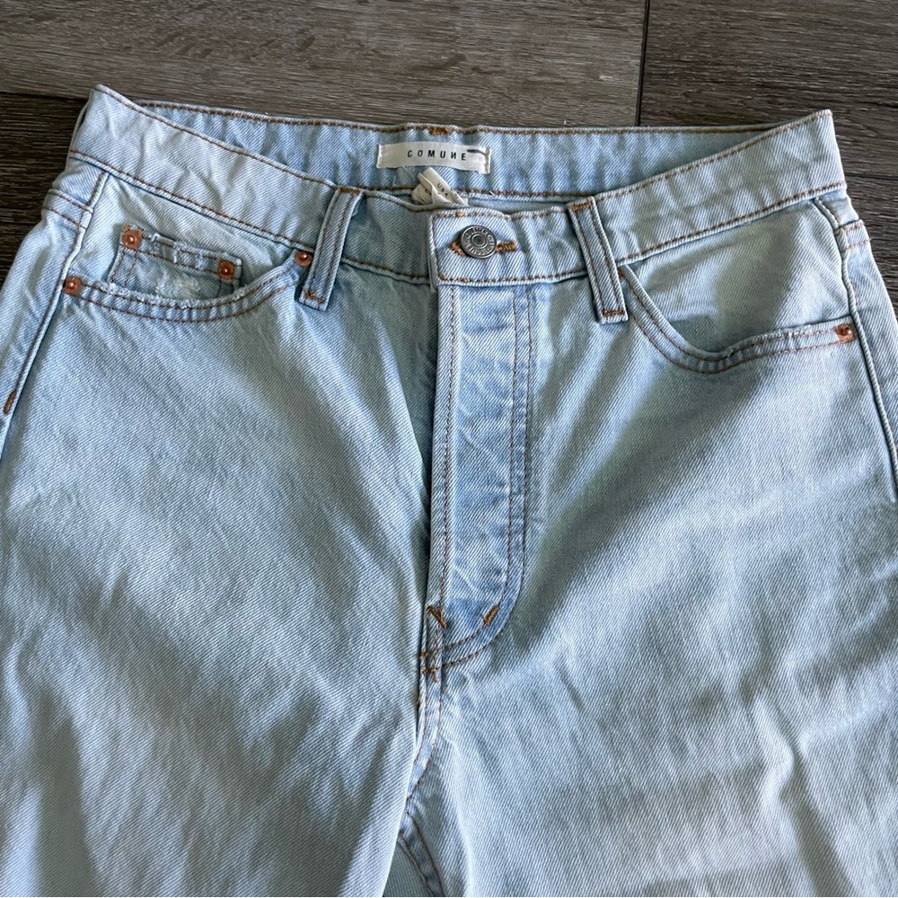COMUNE Los Angeles Straight leg Distressed Jeans Size 26 Light Wash - Picture 5 of 10